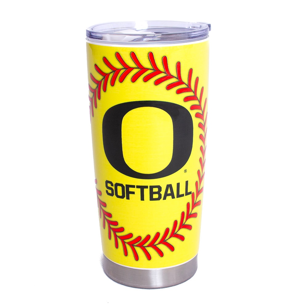 Yellow RFSJ 20oz Travel Softball feel w Black O Travel Tumbler